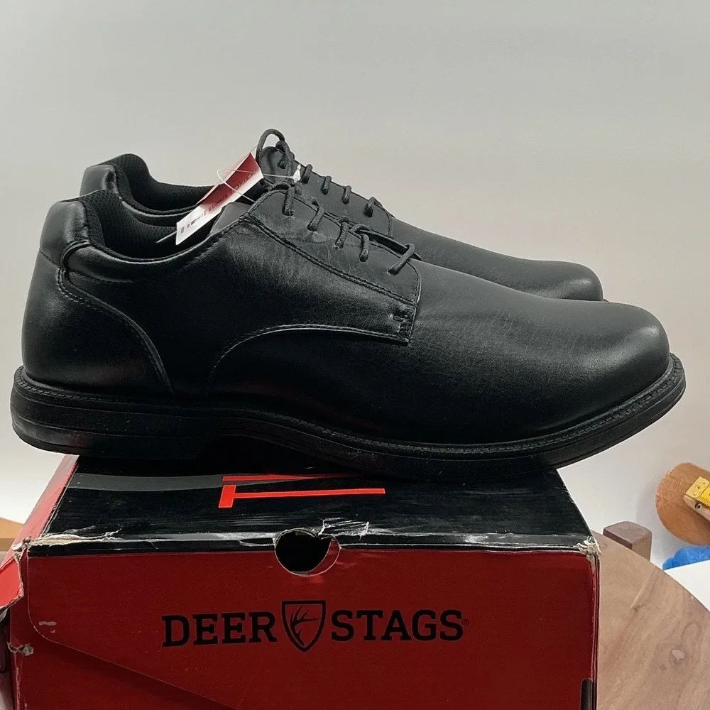 Deer Stags Crown Mens Black Vega Oxford Dress Shoes Slip Resistant Size 13 M